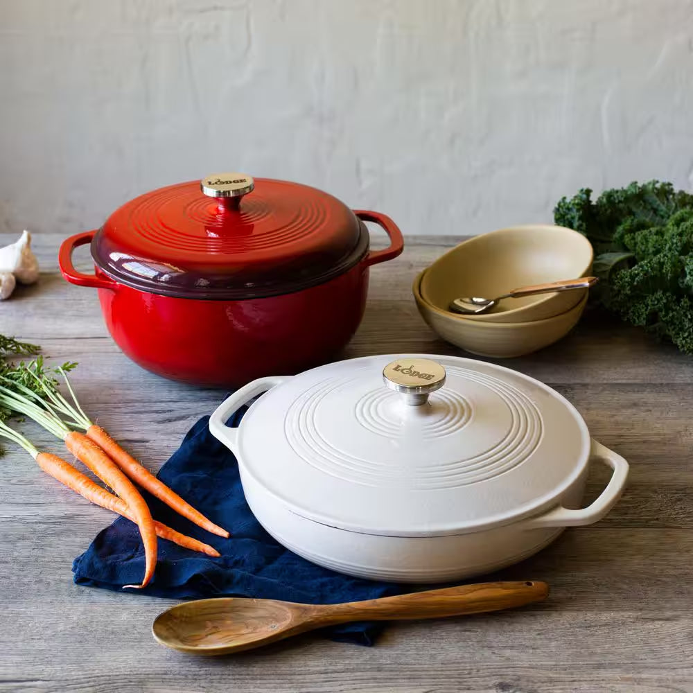 3 Qt. Red Enameled Cast Iron Dutch Oven