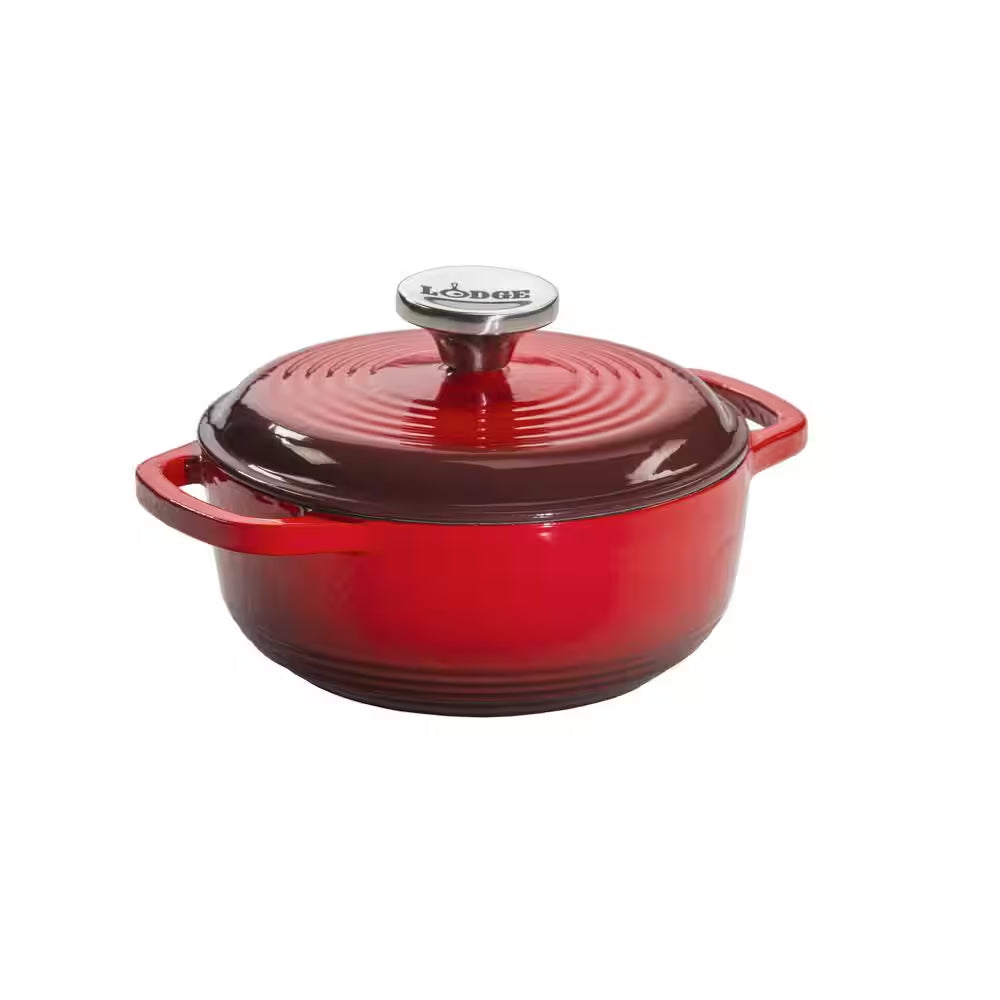 1.5 Qt. Red Enameled Cast Iron Dutch Oven