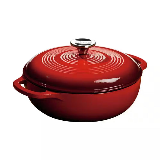 3 Qt. Red Enameled Cast Iron Dutch Oven