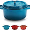 Enameled Cast Iron Dutch Oven with Lid for Non-Stick Bread Baking, 6 Quart, Peacock Blue, Compatible with Gas and Electric Ovens