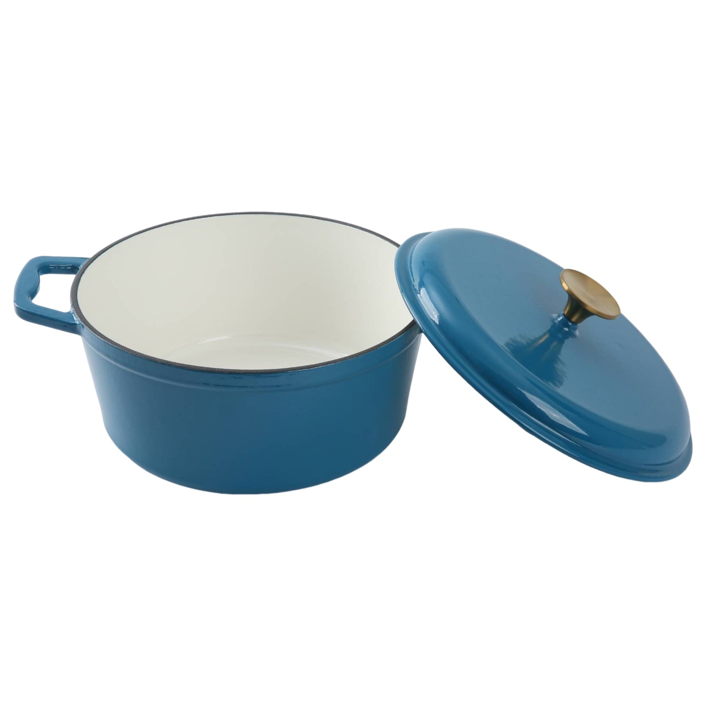 4.75 Qt Oven-Safe Blue Cast Iron Dutch Oven with Ceramic Enamel Finish