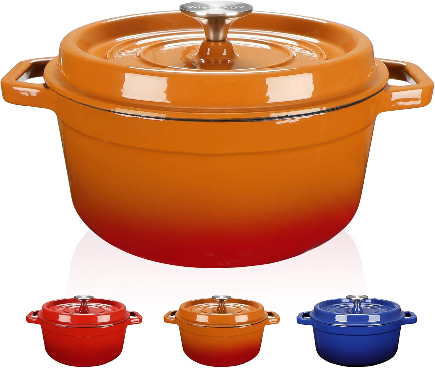 Enameled Cast Iron Dutch Oven Bread Baking Pot with Lid (4QT, Orange)