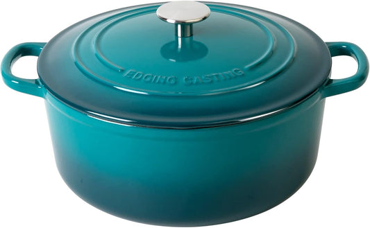 Enameled Cast Iron Dutch Oven with Lid, 3.5 Quart, Ideal for Bread Baking and Cooking, Dark Cyan