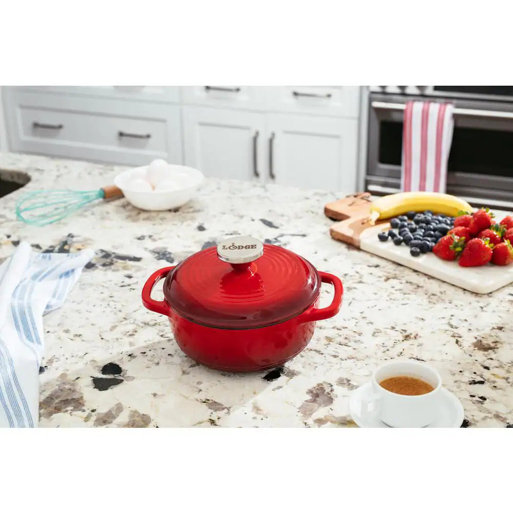 1.5 Qt. Red Enameled Cast Iron Dutch Oven