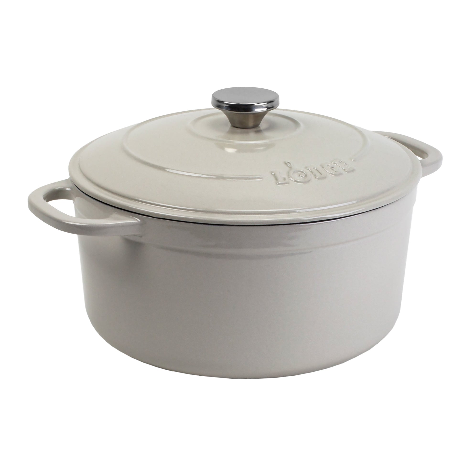 Cast Iron 5.5Qt Oyster White Enameled Dutch Oven