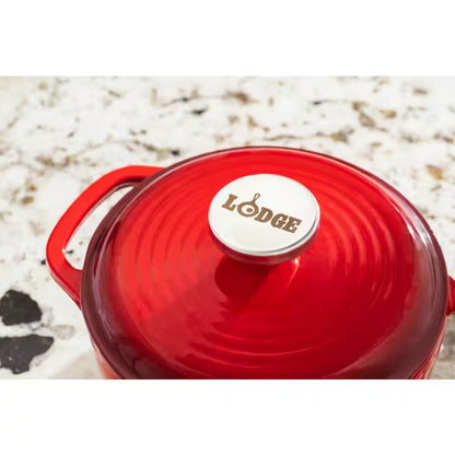 1.5 Qt. Red Enameled Cast Iron Dutch Oven