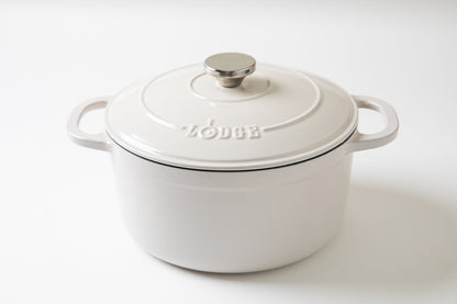 Cast Iron 5.5Qt Oyster White Enameled Dutch Oven