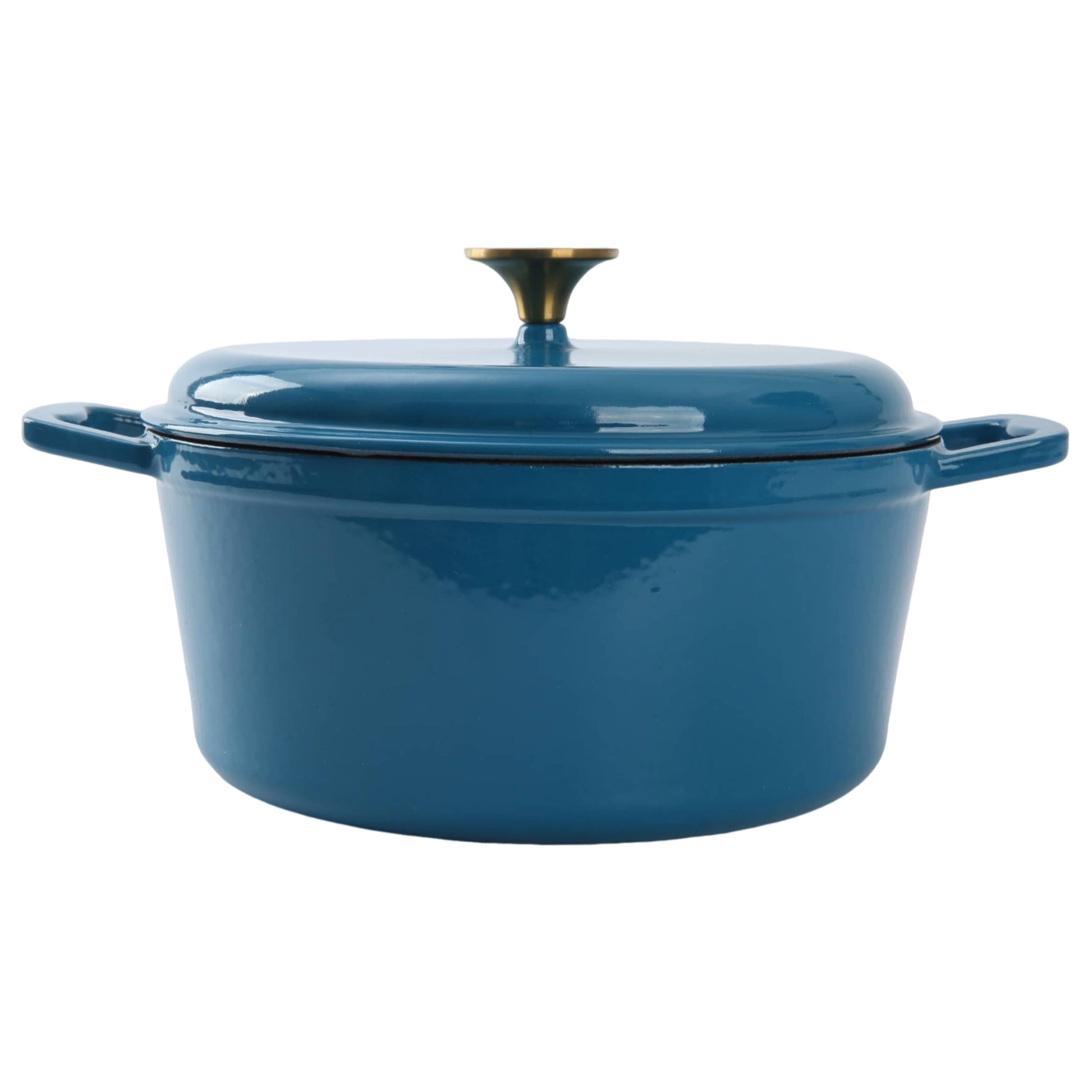 4.75 Qt Oven-Safe Blue Cast Iron Dutch Oven with Ceramic Enamel Finish