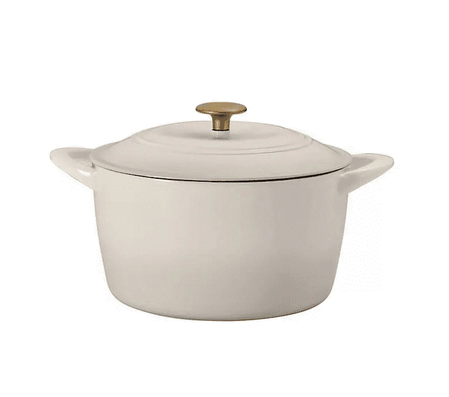 7-Quart Enameled Cast Iron Round Dutch Oven with Latte Finish and Gold Knob